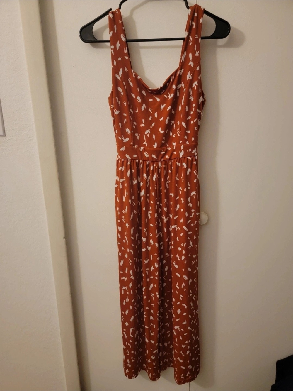 Muse Rust Printed Sleeveless Jumpsuit